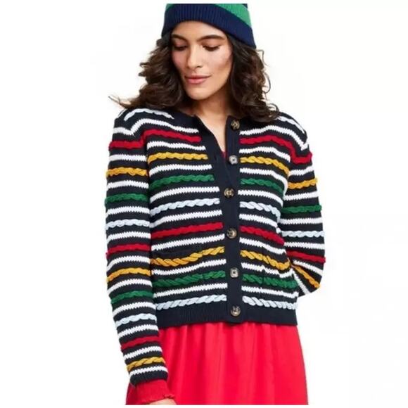 La Ligne x Target Sweaters - La Ligne x Target Textured Striped Long Sleeve Cardigan Sweater Multi Womens XXS
